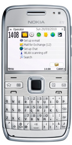 Nokia E72 Navi zircon white
